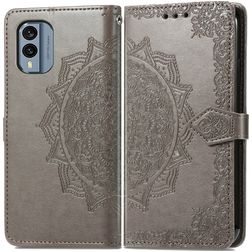 Mobigear Mandala Nokia X30 Hülle Klapphülle Geldbörse - Grau