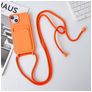 Mobigear Lanyard Card iPhone 15 Silikon Handykette mit Kartenhalter - Orange