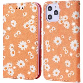 Mobigear Daisies iPhone 12 Pro Max Hülle Klapphülle Geldbörse - Orange