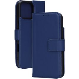 Mobiparts Wallet iPhone 16 Pro Max MagSafe Hülle Echtes Leder Klapphülle Geldbörse - Blau