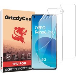 GrizzlyCoat OPPO Reno 6 Pro 5G Hydrogel-TPU Displayschutz - Hüllenfreundlich + Montagerahmen (2er Pack)
