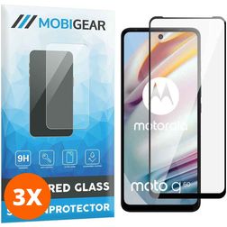 Mobigear Premium Motorola Moto G60 Panzerglas Displayschutz - Hüllenfreundlich - Schwarz (3er Pack)