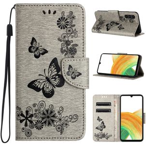 Mobigear Butterfly Samsung Galaxy A35 Hülle Klapphülle Geldbörse - Grau