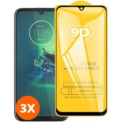 Mobigear Premium Motorola Moto G8 Plus Panzerglas Gehärtetes Glas Displayschutz - Hüllenfreundlich - Schwarz (3er Pack)
