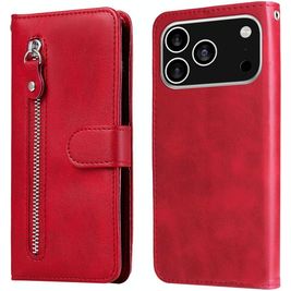 Mobigear Zipper iPhone 17 Pro Hülle Klapphülle Geldbörse - Rot