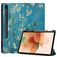 Mobigear Tri-Fold Gel Samsung Galaxy Tab S7 FE Hülle TPU,Kunstleder Klapphülle + Stifthalter - Mandelblüten