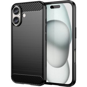 Mobigear Brushed Slim iPhone 16 Plus Hülle Flexibles TPU Backcover - Schwarz