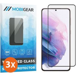 Mobigear Premium Samsung Galaxy S21 Plus Panzerglas Gehärtetes Glas Displayschutz - Hüllenfreundlich - Schwarz (3er Pack)