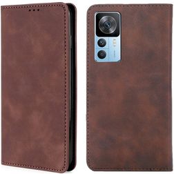 Mobigear Retro Slim Xiaomi 12T Pro Hülle Klapphülle Geldbörse - Braun