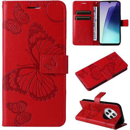 Mobigear Butterfly Xiaomi Redmi 14C Hülle Klapphülle Geldbörse - Rot