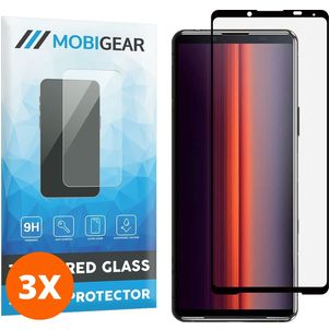 Mobigear Premium Sony Xperia 5 II Panzerglas Gehärtetes Glas Displayschutz - Hüllenfreundlich - Schwarz (3er Pack)
