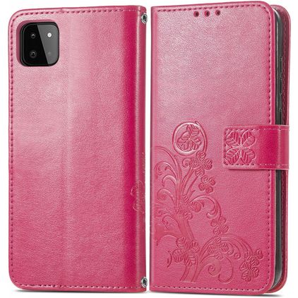 Mobigear Clover Samsung Galaxy A22 4G Hülle Klapphülle Geldbörse - Magenta