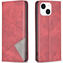 Mobigear Rhombus Slim iPhone 15 Hülle Klapphülle - Rot