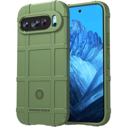 Mobigear Rugged Shield Google Pixel 9 Hülle Flexibles TPU Backcover Stoßfest - Grün