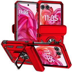 Mobigear Armor Ring Motorola Razr 50 Hülle Hardcase Backcover Stoßfest mit Ringhalter - Rot