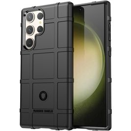 Mobigear Rugged Shield Samsung Galaxy S24 Ultra Hülle Flexibles TPU Backcover Stoßfest - Schwarz