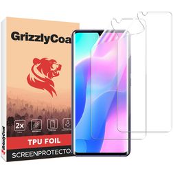 GrizzlyCoat Xiaomi Mi Note 10 Lite Hydrogel-TPU Displayschutz - Hüllenfreundlich + Montagerahmen (2er Pack)