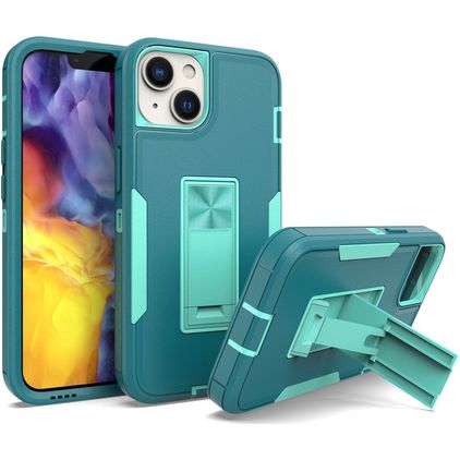 Mobigear Heavy Armor Stand iPhone 14 Plus Hülle Hardcase Backcover Stoßfest mit Ständer - Grün