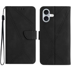 Mobigear Stitch iPhone 17 Klapphülle Portemonnaie - Schwarz