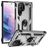Mobigear Armor Ring Samsung Galaxy S23 Ultra Hülle Hardcase Backcover Stoßfest mit Ringhalter - Silber