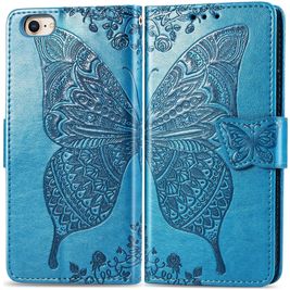 Mobigear Butterfly iPhone 16e Hülle Klapphülle Geldbörse - Blau