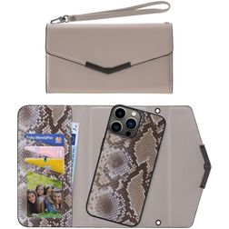 Mobilize Elegant Magnet iPhone 13 Pro Hülle Abnehmbare 2in1 Clutch - Beige Snake