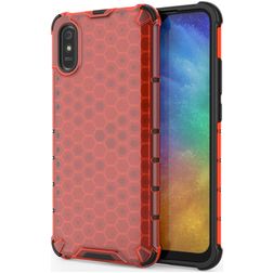 Mobigear Honeycomb Xiaomi Redmi 9A Hülle Hardcase Backcover Stoßfest - Rot