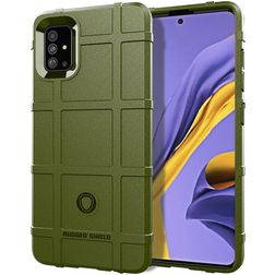 Mobigear Rugged Shield Samsung Galaxy A51 Hülle Flexibles TPU Backcover Stoßfest - Grün