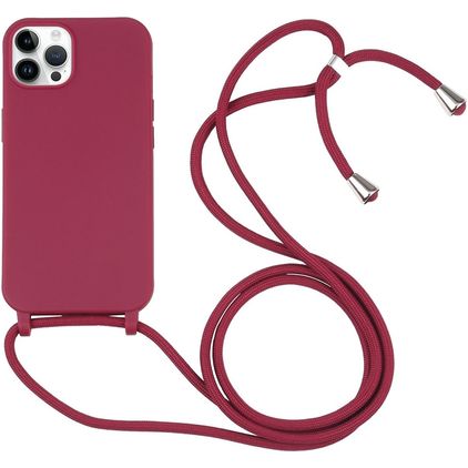 Mobigear Lanyard iPhone 16 Pro Silikon Handykette - Rot