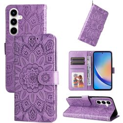 Mobigear Sunflower Samsung Galaxy A35 Hülle Klapphülle Geldbörse - Lila
