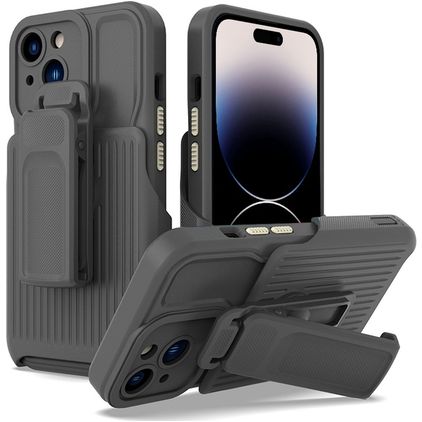 Mobigear Explorer iPhone 14 Pro Hülle Hardcase Backcover Stoßfest mit Ständer - Grau