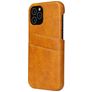 Fierre Shann Premium Card iPhone 12 Mini Hülle Backcover mit Kartenhalter - Cognac