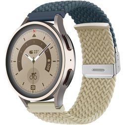 Mobigear Braided Dual Nylon Smartwatch Armband Klappschließe - 22 mm - Weiß / Dunkelblau