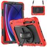 Mobigear SureGrip Xtreme Samsung Galaxy Tab S9 FE Hülle Kunststoff,Silikon Backcover + Stifthalter + Schulterträger + Ständer - Rot
