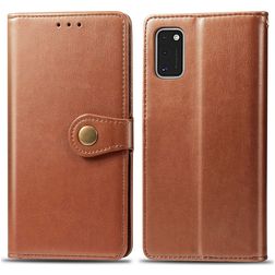 Mobigear Snap Button Samsung Galaxy A41 Hülle Klapphülle Geldbörse - Cognac