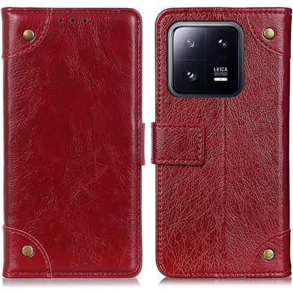 Mobigear Ranch Xiaomi 13 Hülle Klapphülle Geldbörse - Weinrot