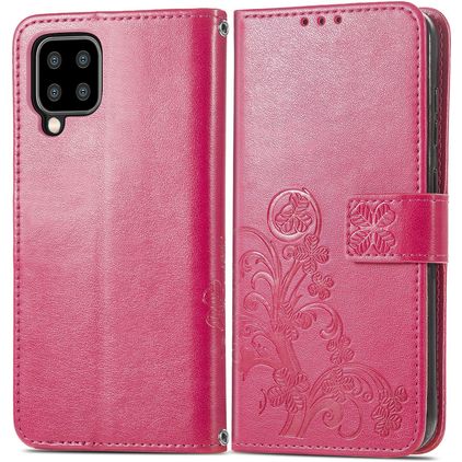 Mobigear Clover Samsung Galaxy A22 5G Hülle Klapphülle Geldbörse - Magenta