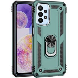 Mobigear Armor Ring Samsung Galaxy A23 Hülle Hardcase Backcover Stoßfest mit Ringhalter - Grün