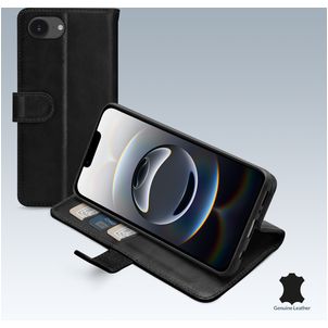Mobilize Wallet iPhone 16e Hülle Echtes Leder Klapphülle Geldbörse - Schwarz