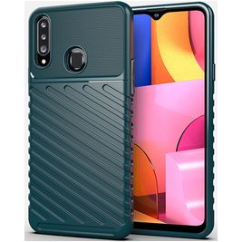 Mobigear Groove Samsung Galaxy A20s Hülle Flexibles TPU Backcover - Grün