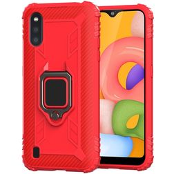 Mobigear Armor Ring Samsung Galaxy A01 Hülle Flexibles TPU Backcover Stoßfest mit Ringhalter - Rot
