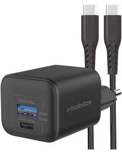 Mobilize Wall Charger Dual USB / USB-C USB-C 1.2 Meter Power Delivery 30W - Schwarz