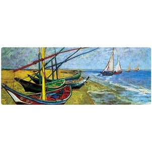 Mobigear Anti-Slip Mauspad - 40 x 90 CM - Fishing Boats on the Beach