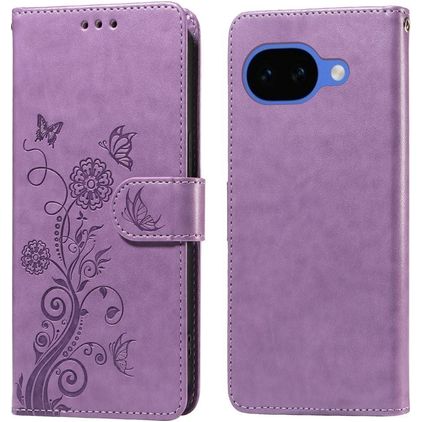 Mobigear Flowers Google Pixel 10a Hülle Klapphülle Geldbörse - Lila