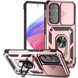 Mobigear Armor Ring Cam Slide Samsung Galaxy A54 Hülle Hardcase Backcover Stoßfest mit Ringhalter und Kamera Slider - Roségold