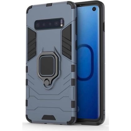 Mobigear Armor Ring Samsung Galaxy S10 Hülle Hardcase Backcover Stoßfest mit Ringhalter - Marineblau