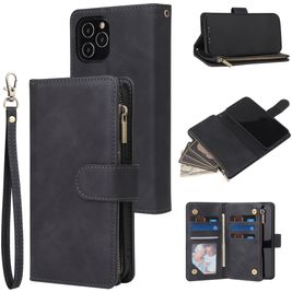 Mobigear Zipper iPhone 12 Hülle Klapphülle Geldbörse - Schwarz Mobigear Zipper iPhone 12 Hülle Klapphülle Geldbörse - Schwarz