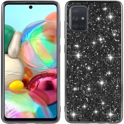Mobigear Glitter Samsung Galaxy A73 Hülle Hardcase Backcover - Schwarz