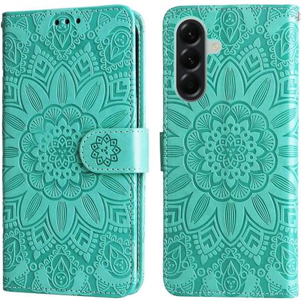 Mobigear Sunflower Samsung Galaxy A57 Hülle Klapphülle Geldbörse - Grün