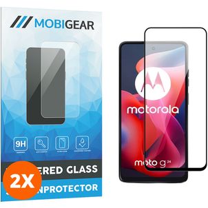 Mobigear Premium Motorola Moto G24 Panzerglas Gehärtetes Glas Displayschutz - Hüllenfreundlich - Schwarz (2er Pack)